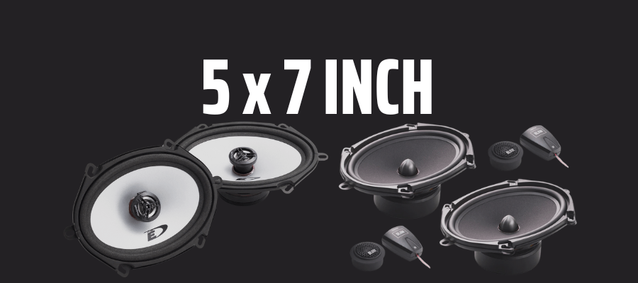 Selection of 5 x 7 inch car speakers including coaxial and component models from Alpine, Audison, Blam, Focal, and Pioneer available at InCarTec