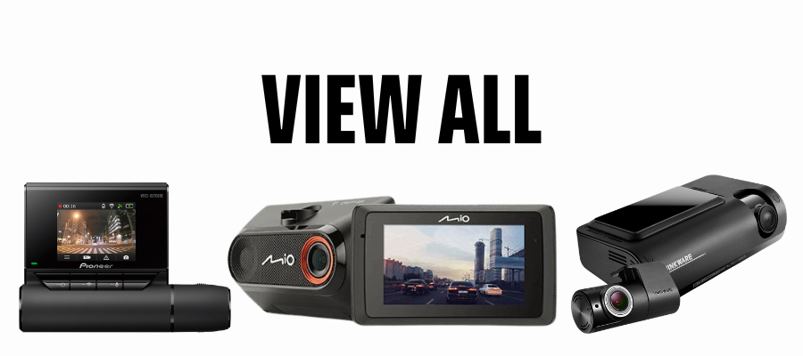 Selection of front and rear dash cams installed in vehicles recording road footage in high definition