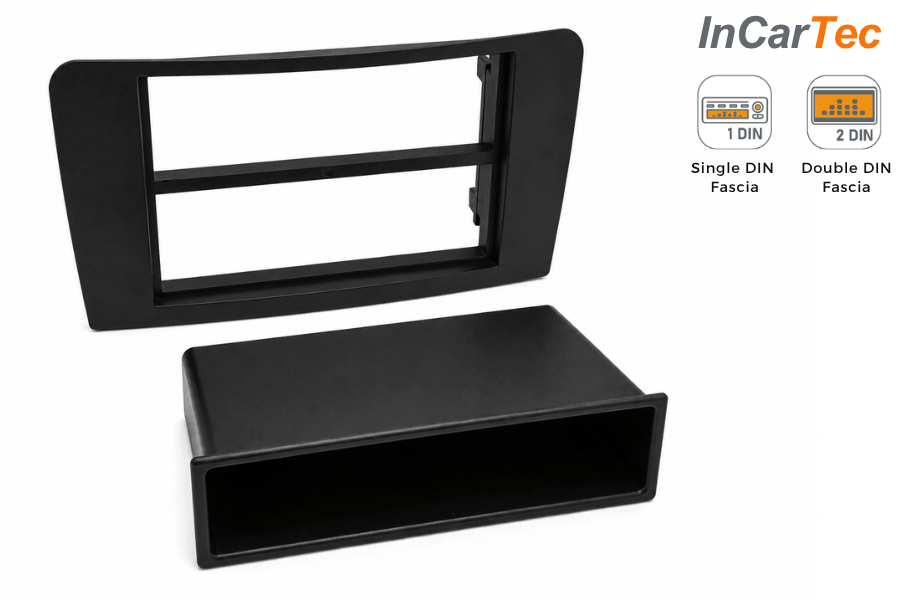 Mercedes GL (2006-12) M-Class (2005-10) Single/Double DIN car audio fascia with pocket (MATT BLACK)