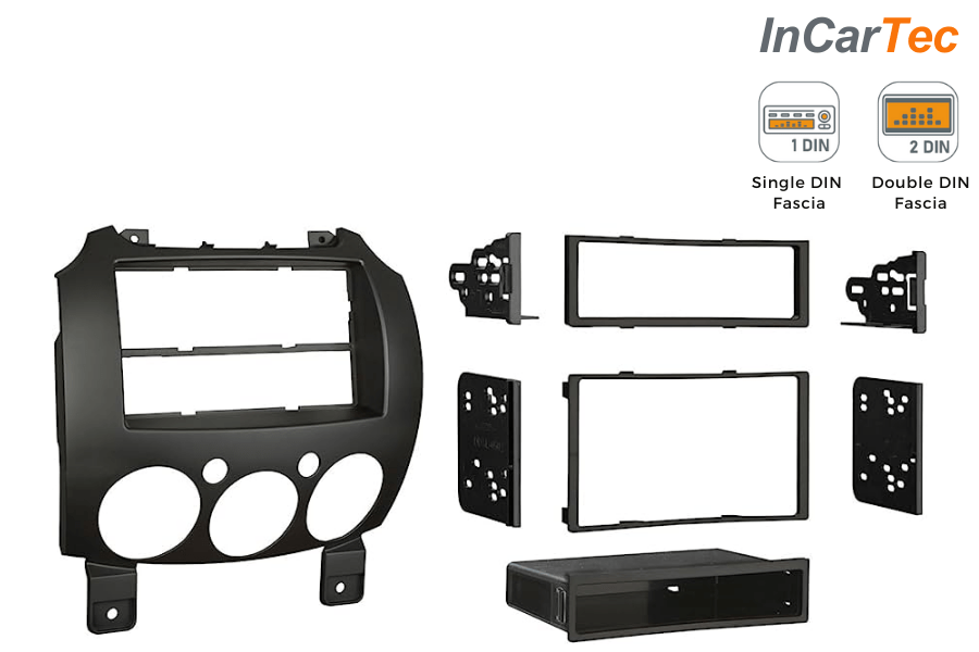 Mazda 2 (3rd Gen) DE (2007-2014) Single/Double DIN car audio stereo fascia adapter (MATT BLACK)