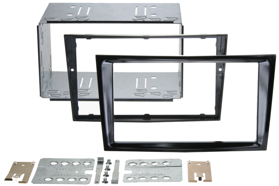 Vauxhall (FLUSH FIT) Double DIN car audio fascia radio cage adapter kit (PIANO BLACK)