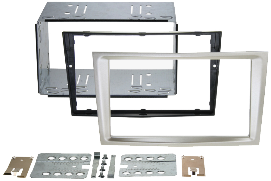 Vauxhall (FLUSH FIT) Double DIN car audio fascia radio cage adapter kit (SATIN STONE/ CHAMPAGNE)