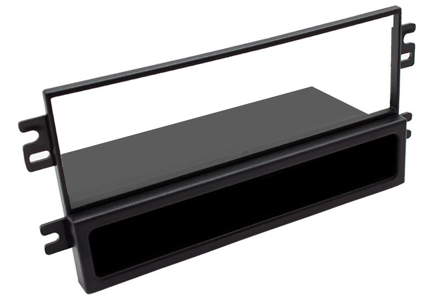 Kia Carens (2004-2006) Single DIN car audio fascia adapter panel with pocket (MATT BLACK)