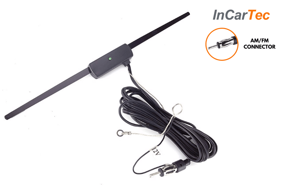 Windscreen mount AM/FM active antenna with LED and antenna cable (15db gain)