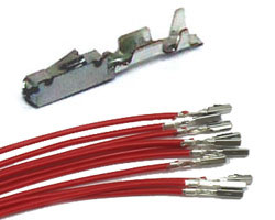 Red wires with pre-crimped MQS Micro Quadlock receptacle terminals (10 PACK)