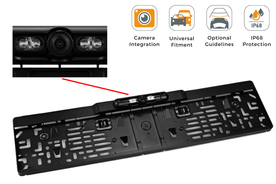 UK & European car number plate/ registration plate frame with built in rear view camera