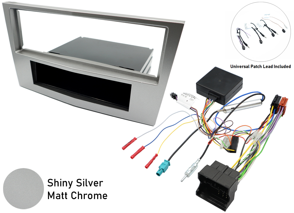 Vauxhall Single DIN stereo upgrade fitting kit with Steering Controls (SHINY SILVER/ MATT CHROME)