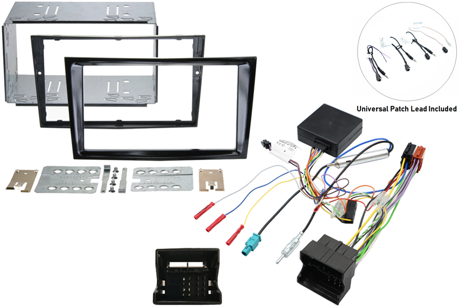 Vauxhall Double DIN complete stereo upgrade fitting kit with Steering Controls (PIANO BLACK)