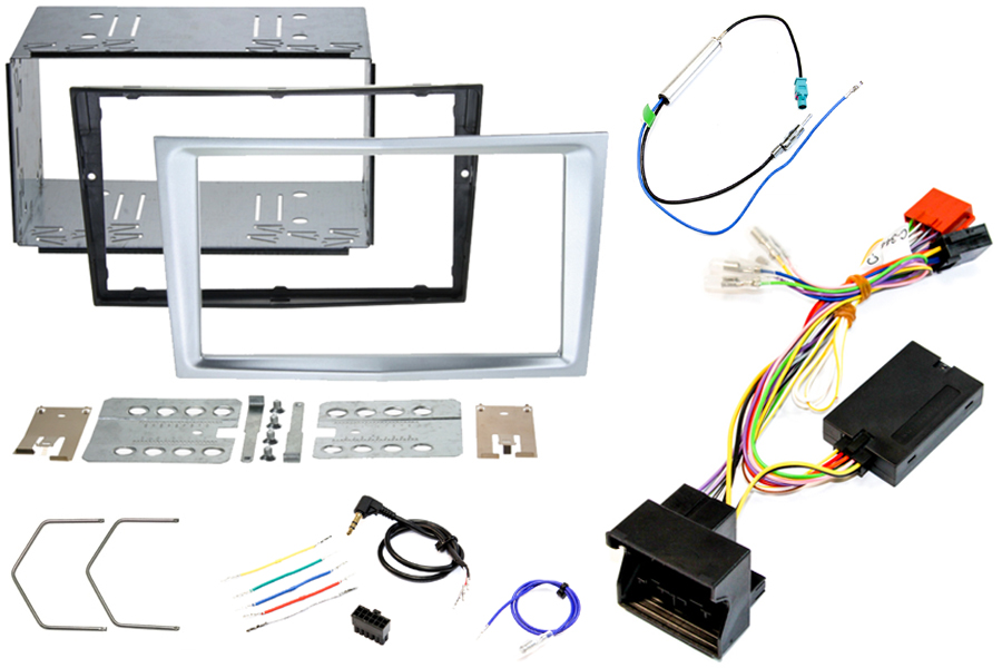 Vauxhall Corsa D Double DIN complete stereo fitting kit with Steering Controls (MATT CHROME/ SILVER)