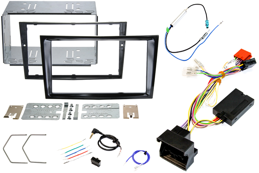 Vauxhall Corsa D Double DIN complete stereo upgrade fitting kit with Steering Controls (PIANO BLACK)