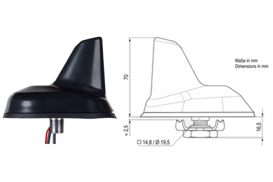 DAB+/ FM and AM vehicle roof mount Shark Fin aerial antenna