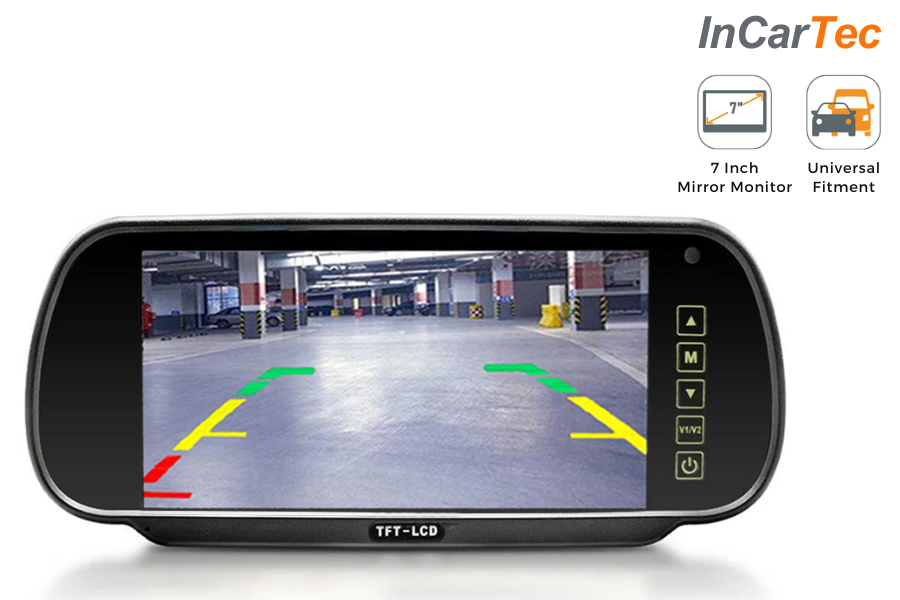 7 inch TFT/LCD rear view clip-on vehicle mirror monitor for reverse view cameras