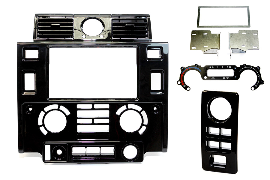 Land Rover Defender Facelift (2007-2016) Double DIN car radio fascia adapter kit (GLOSS BLACK)
