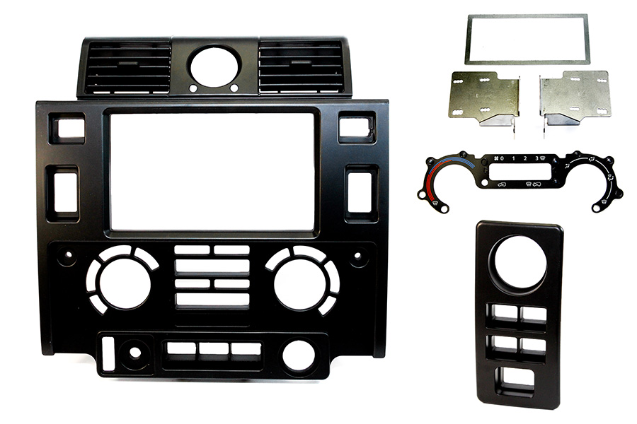 Land Rover Defender Facelift (2007-2016) Double DIN car radio fascia adapter kit (MATT BLACK)