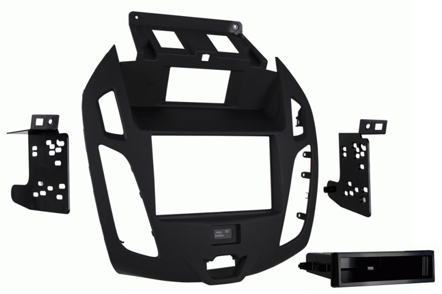 Ford Transit Connect 2014> Single/Double DIN Fascia BLACK (WITH DISPLAY)