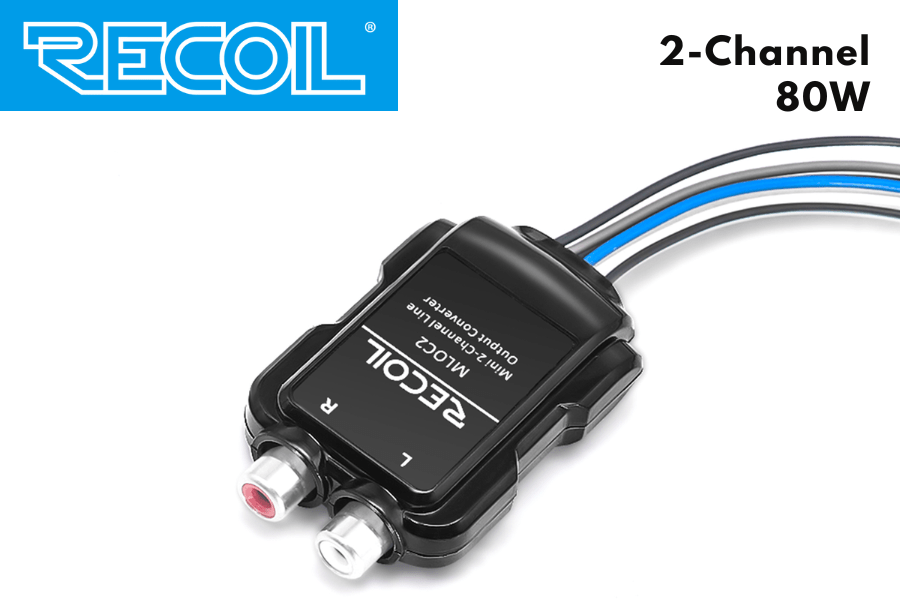 RECOIL 2-Channel 80W high-to-low level line-out converter with built in amp remote trigger
