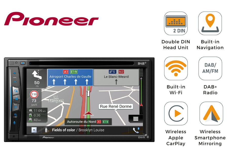 Pioneer AVIC-Z7330DAB Double DIN car stereo head unit with Navigation, Wifi, Carplay, DAB+, CD