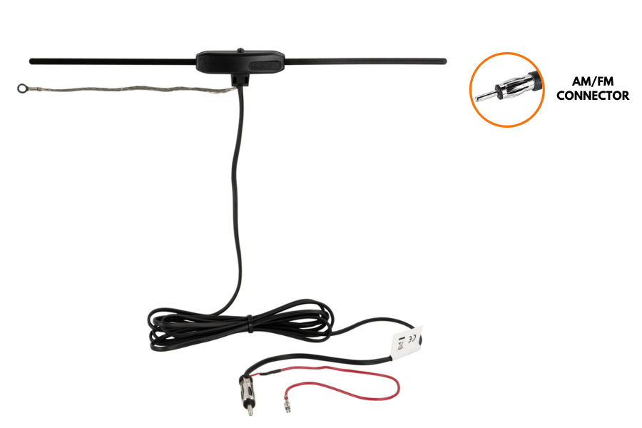 AM/FM high performance active antenna with LED and antenna cable
