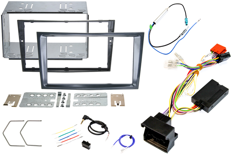 Vauxhall Corsa D Double DIN stereo fitting kit with Steering Controls (GLOSS GREY/STEALTH BLACK)