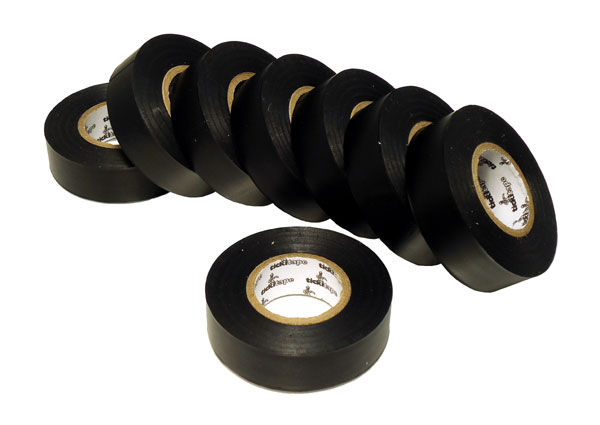 8 X Black PVC adhesive electrical insulation tape (20mm x 20m) 8 PACK