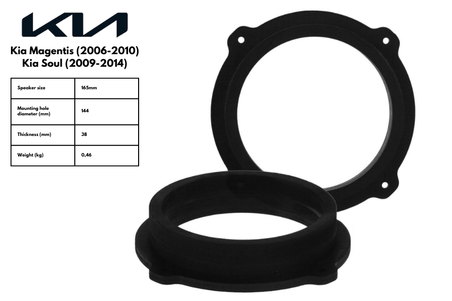Kia Soul and Magentis 165mm front and rear door speaker adapter rings/panels 