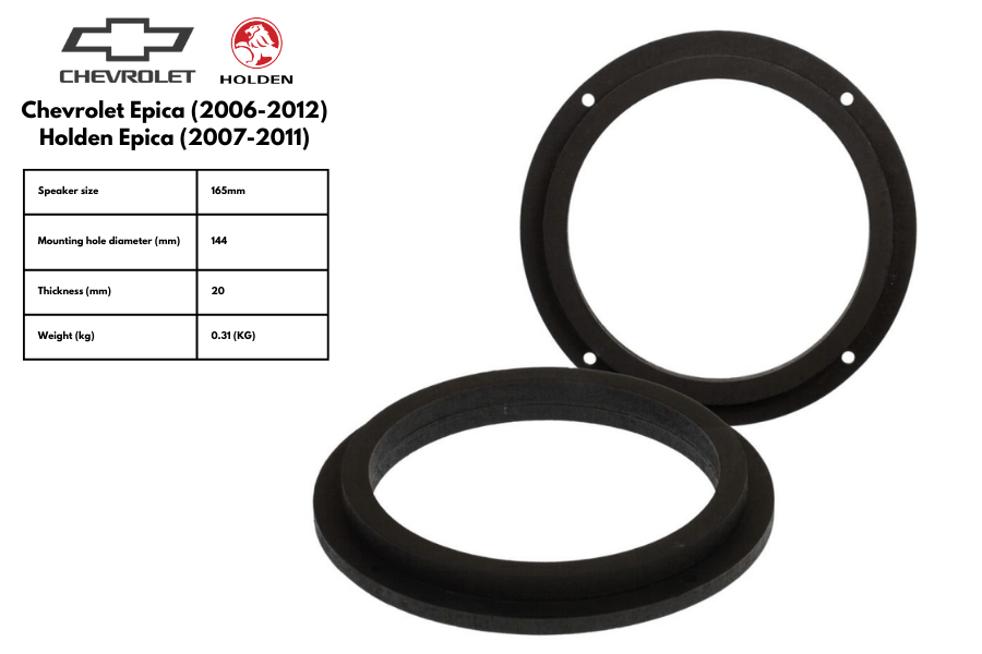 Chevrolet, Holden Epica (2006-2012) 165mm (6.5 inch) front door speaker panel adapter rings (MDF)
