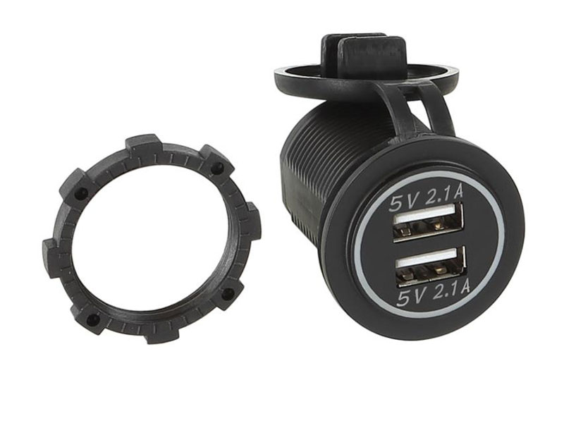 Dual 2.1 Amp USB panel mount charging socket
