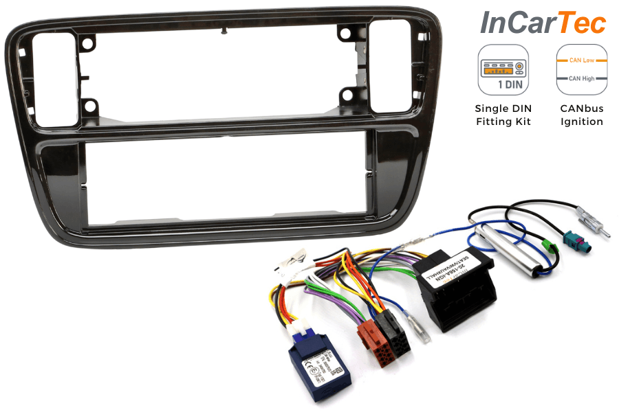 VW Up! Seat Mii, Škoda Citigo (2011-2016) Single DIN Stereo Fitting Kit (Without SWC/ Gloss Black)