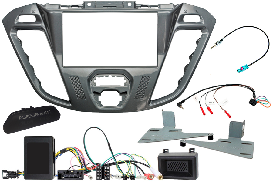 Ford Transit Custom (GLOSS GREY/NEBULA GLOSS) Double DIN fitting kit (WITH TOP DISPLAY)