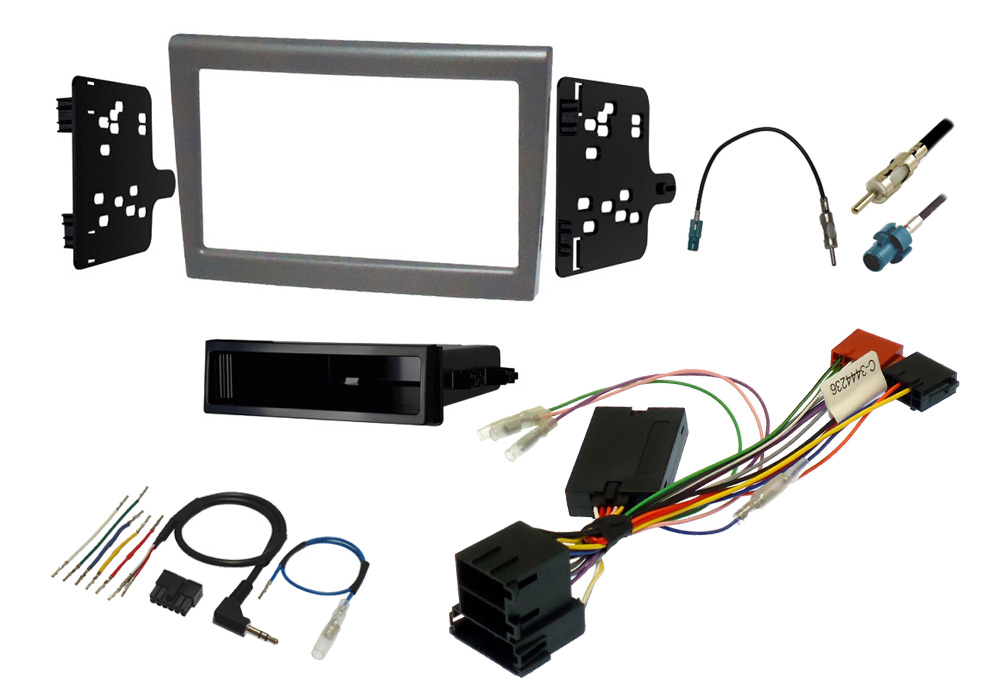 Porsche 987 and 997 Single/ Double DIN stereo upgrade fitting kit (WITHOUT BOSE) SILVER