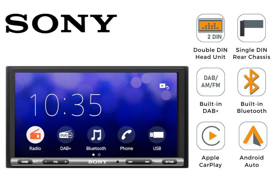 Sony XAV-AX3250DB 7 Inch Touchscreen Double DIN head unit with CarPlay, Android Auto, DAB+