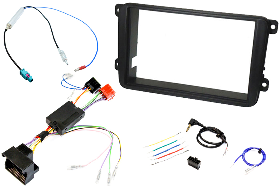Volkswagen Double DIN stereo upgrade fitting kit (WITH STEERING CONTROLS) Single Fakra