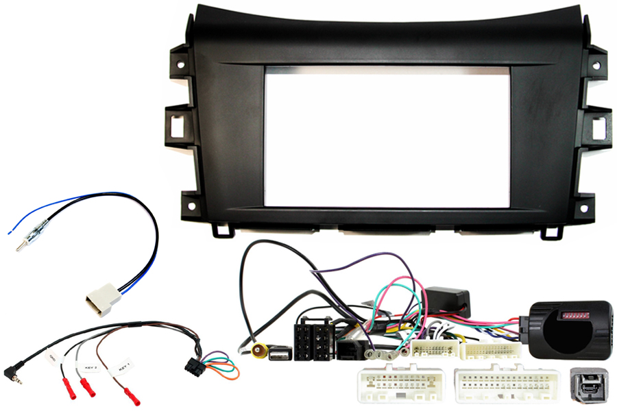Nissan Navara 2015> double DIN complete stereo upgrade fitting kit with steering control interface