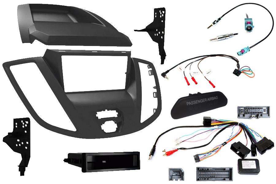 Ford Transit Euro 6 2017> double din stereo fitting kit (With OEM passenger airbag light)