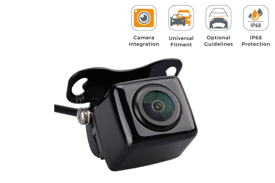 Universal rear view back up camera with adjustable bracket GLOSS BLACK (NTSC)