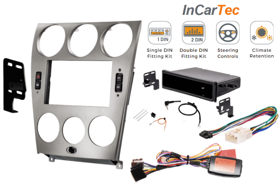 Mazda 6 (2003-2005) Single/Double DIN stereo upgrade fitting kit (CLIMATE CONTROL RETENTION) 