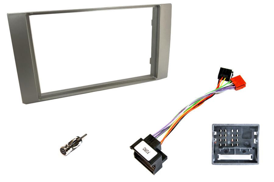 Ford (2002 Onwards) Double DIN stereo upgrade fitting kit (WITHOUT STEERING CONTROLS) SILVER