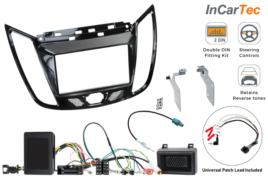 Ford C-Max (2010 Onwards) Kuga (2012 Onwards) Double DIN car stereo fitting kit (WITH PDC RETENTION)
