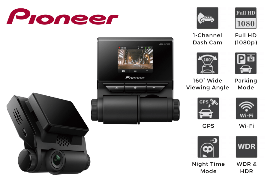 Pioneer VREC-DZ600 1-Channel (Front) 1080p HD Dash Camera with LCD screen