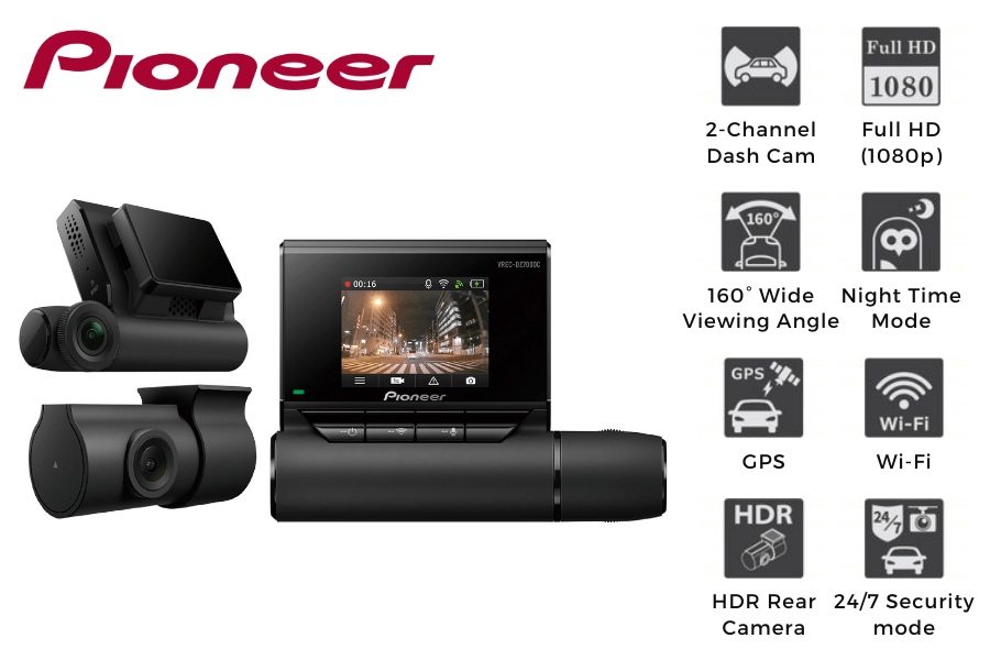 Pioneer VREC-DZ700DC Front and Rear 1080p FULL HD Dash Camera with LCD screen