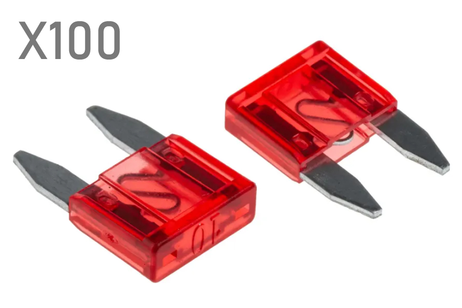 10 Amp Red mini ATS blade fuses (100pcs pack)