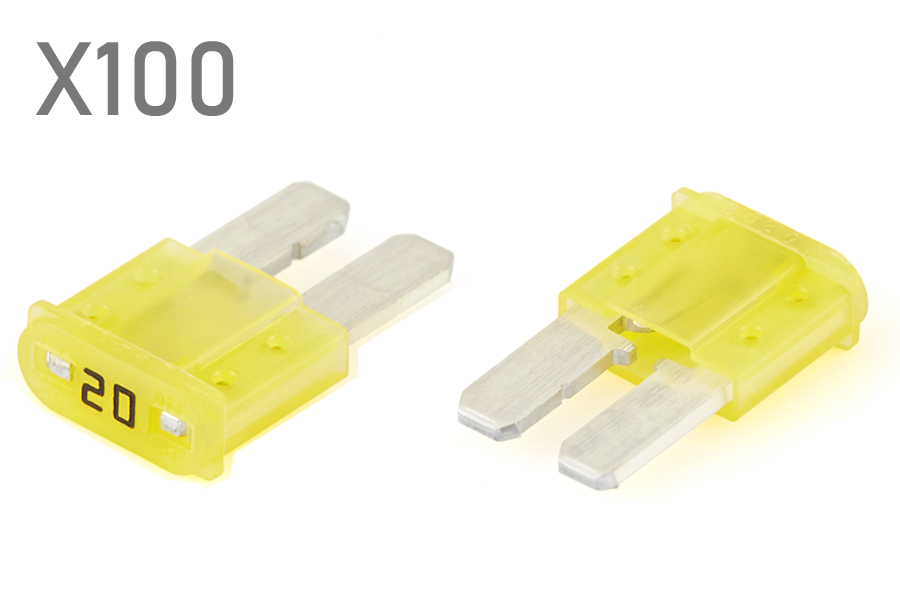 20 Amp Yellow ACZ (Micro 2) blade fuses (100pcs pack)