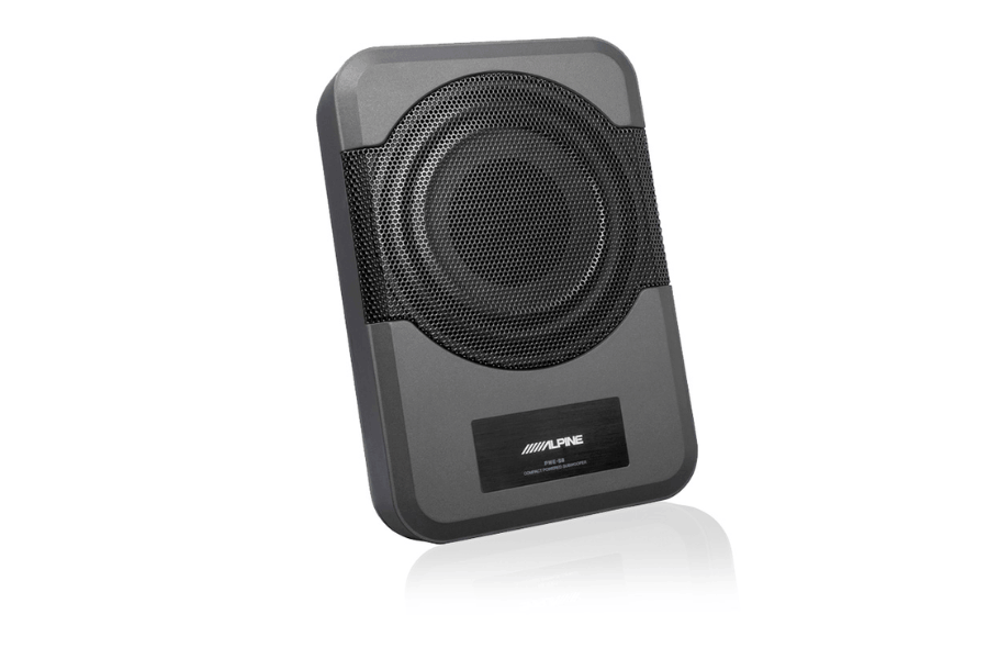 Alpine PWE-S8 Powered 8-inch (20cm) Flat underseat car subwoofer with built-in 240W amplifier