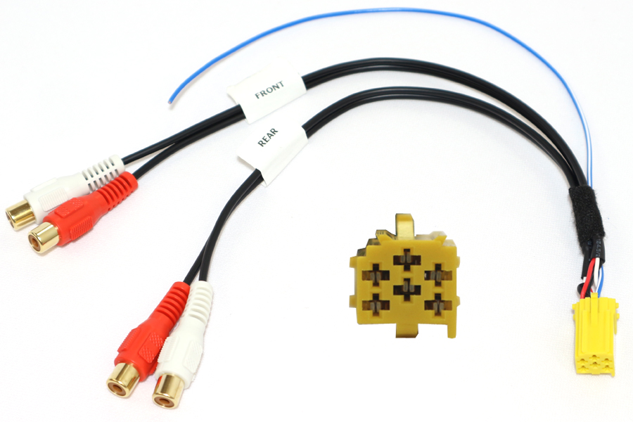 Line out adapter- Yellow mini ISO to 4 x RCA