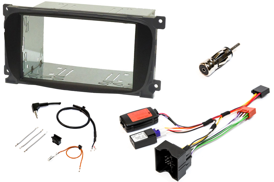 Ford Double DIN Complete stereo upgrade fitting kit with SWC and CAN service (OVAL - BLACK)