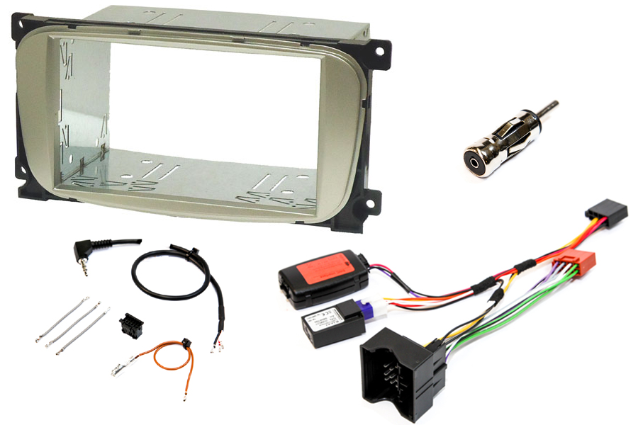 Ford Double DIN Complete stereo upgrade fitting kit with SWC and CAN service (OVAL - SILVER)