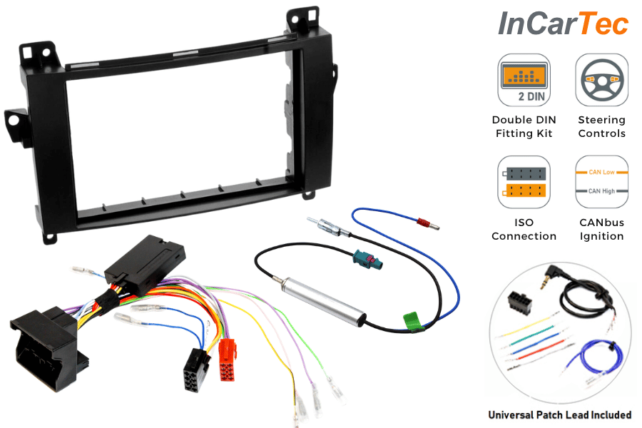 Mercedes Vito (2015-2024) Double DIN car stereo upgrade fitting kit with steering controls