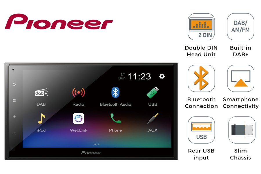 streng zout Distilleren Pioneer DMH-A340DAB Double DIN stereo head-unit with Bluetooth, DAB+,  smartphone connectivity - InCarTec