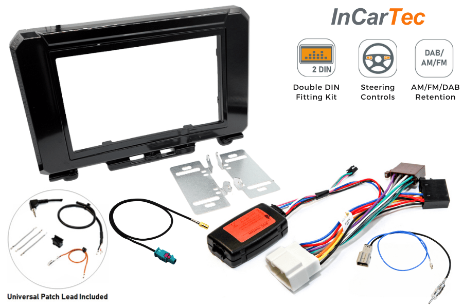Suzuki Jimny (2018 Onwards) Double DIN car stereo upgrade fitting kit with SWC (GLOSS BLACK)