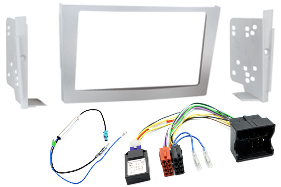Vauxhall Double DIN complete stereo upgrade fitting kit with CAN ignition (MATT SILVER)